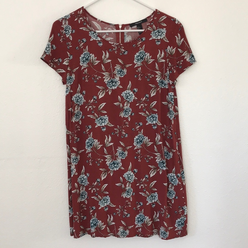 rust floral printed dress